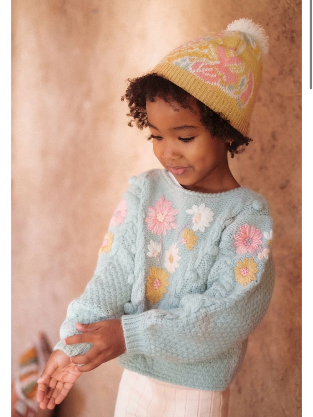 Light Blue Floral Knit Sweater by Louise Misha 10Y